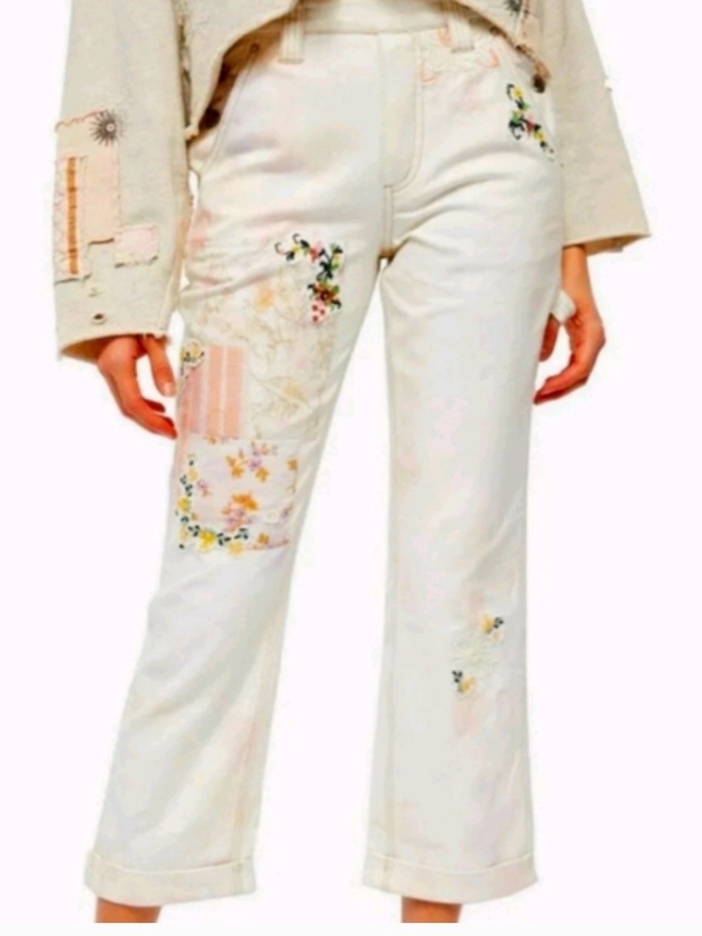 Over 50% off! Free People Love Alive Embroidered Patchwork Jeans size 31 NWOT